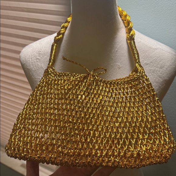 J. Crew Small Cadiz Hand knotted Shoulder Bag in Metallic Gold - Picture 2 of 10